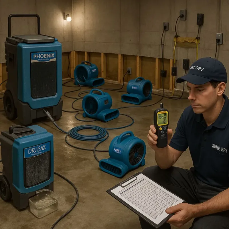 Structural Drying and Dehumidification process in Mineola, TX